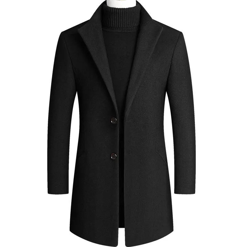 Mens Slim Fit Long Sleeved Winter Coat Single Breasted - Bonnie Lassio