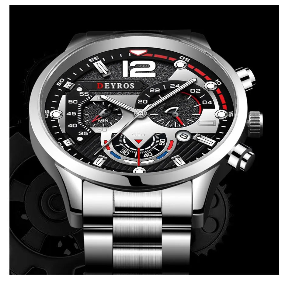 Fashion Mens Watches Luxury Stainless Steel Quartz Wristwatch Calendar Luminous Clock Men Business Casual Watch Reloj Hombre - Bonnie Lassio