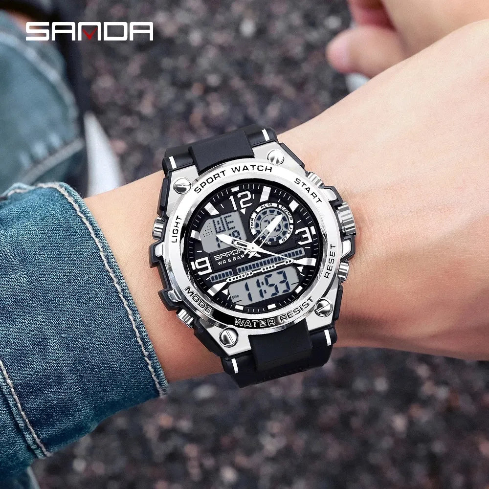 Fashion SANDA Top Brand Men's Watches 5ATM Waterproof Sport Military Wristwatch Quartz Watch - Bonnie Lassio