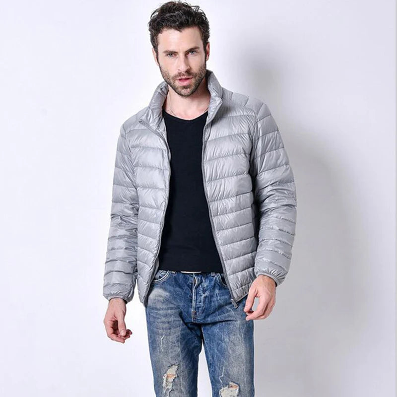 Autumn Ultralight Thin Down Coat Male Goose Feather Large Size Casual Short Jacket Men Standing Collar Down Jacket Wholesale - Bonnie Lassio