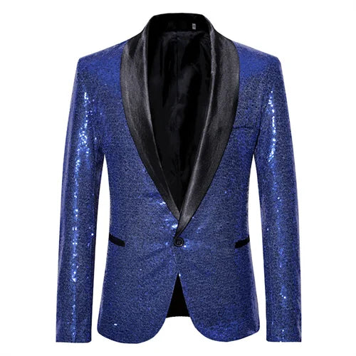 Jacket Fashion Men's Dance Party Sequin Suit Jacket Gold Silver Black Red - Bonnie Lassio