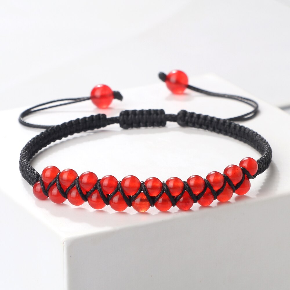 4mm Natural Stone Beads Charm Bracelets Handmade Adjustable Braided Bangles Yoga Meditation - Bonnie Lassio