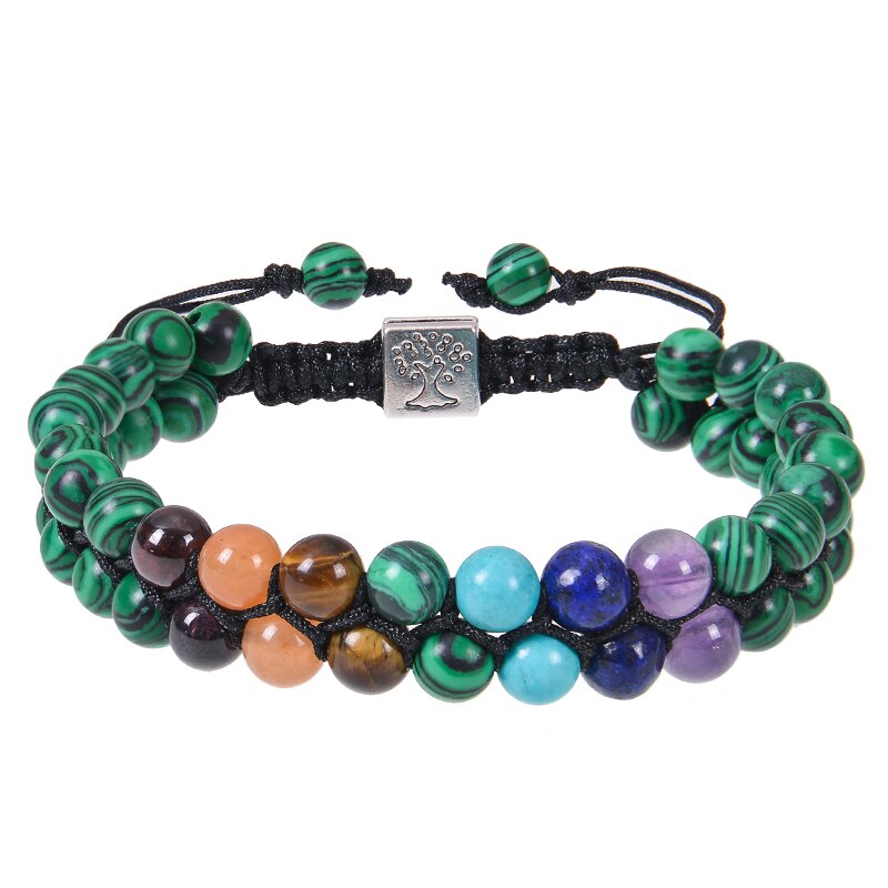 7 Chakra Stone Bead Yoga Meditation Bracelet Healing Crystal Double Layer Natural Gemstone Beaded Anxiety Bracelets for Women - Bonnie Lassio