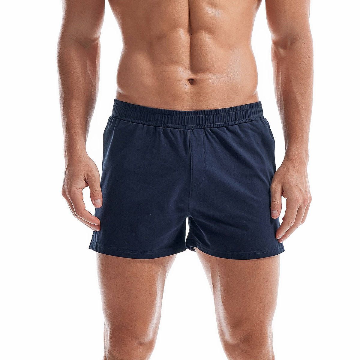 Mens Cotton Sleep Bottoms Lounge Home Pajama Shorts Elastic Waist Breathable Solid Underwear Boxers Man Jogger Yoga Sport Shorts - Bonnie Lassio