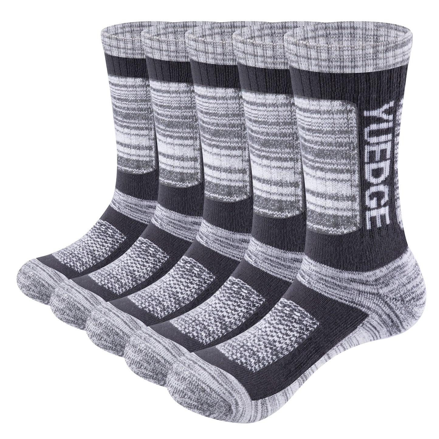 YUEDGE Womens Moisture Wicking Hiking Socks Cushioned Combed Cotton Mid Calf Thick Thermal Athletic Socks For Size 36-44, 5 Pair - Bonnie Lassio