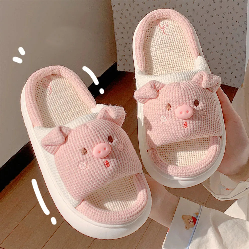 Cute Animal Pig Slippers for Women All Season Breathable Open Toe - Bonnie Lassio