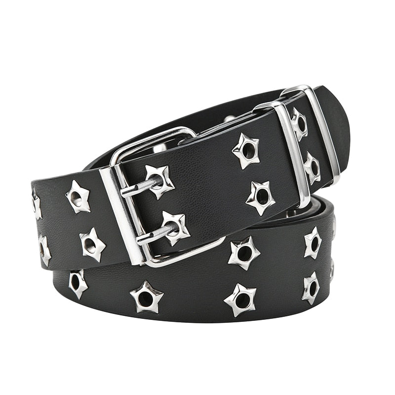 Goth Style Double Pin Buckle Unisex Fashion Casual Puck Style PU Leather - Bonnie Lassio