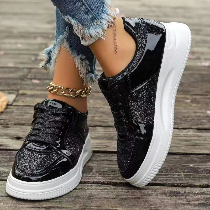 Womens Sequined Platform Shoes Thick Bottom Trainers Fashion Sneakers Girl Pumps