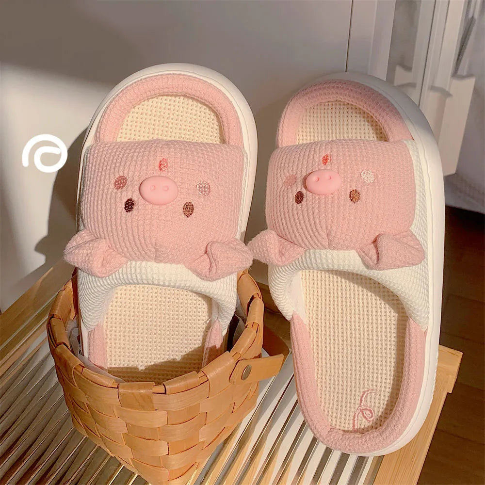 Cute Animal Pig Slippers for Women All Season Breathable Open Toe - Bonnie Lassio