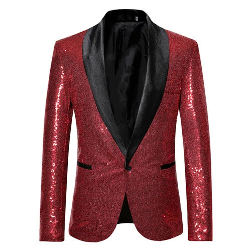 Jacket Fashion Men's Dance Party Sequin Suit Jacket Gold Silver Black Red - Bonnie Lassio