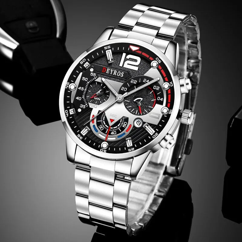 Fashion Mens Watches Luxury Stainless Steel Quartz Wristwatch Calendar Luminous Clock Men Business Casual Watch Reloj Hombre - Bonnie Lassio