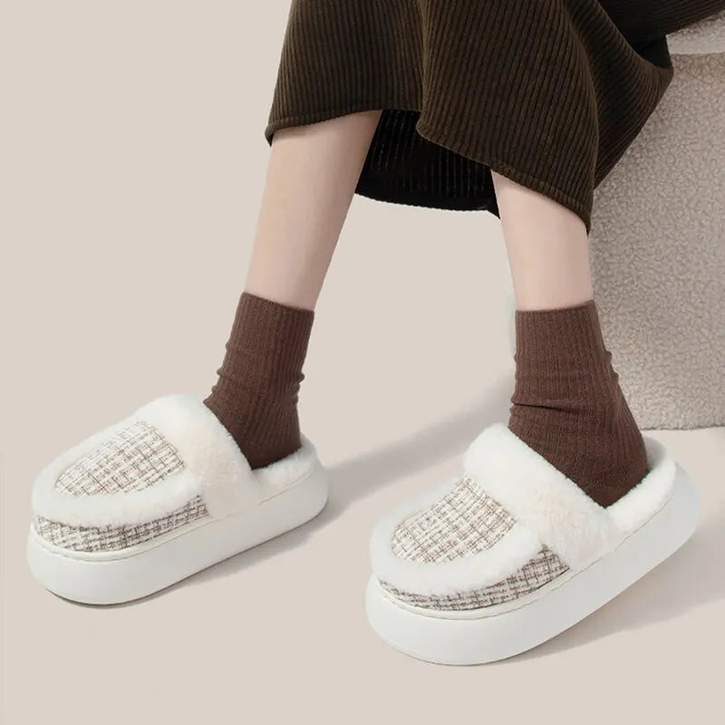 Women Warm Cushioned Slippers for Indoor Outdoor Fluffy Slides with Memory Foam - Bonnie Lassio