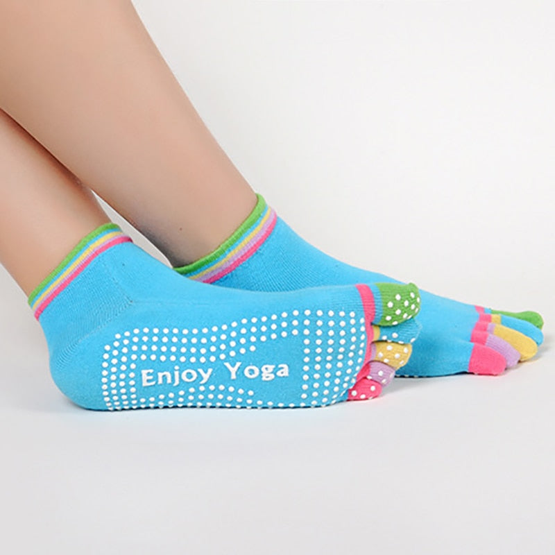 Colourful Womens Yoga Pilates Socks Non-Slips Finger Five toed 🚺 - Bonnie Lassio