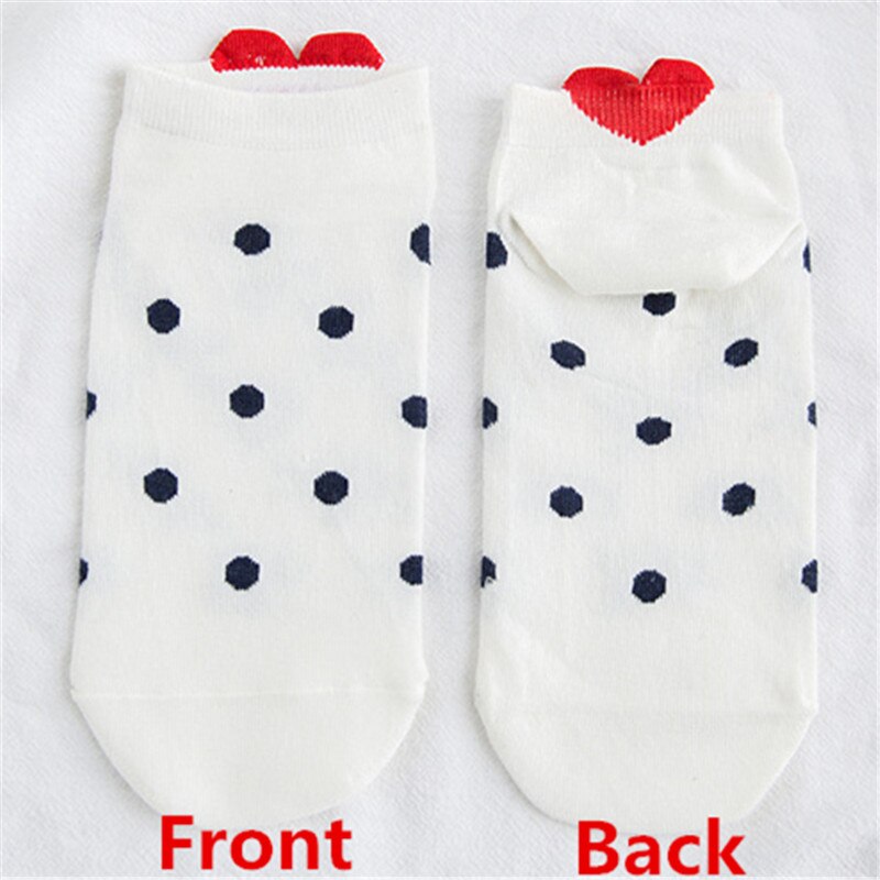 Kawaii Women 3D Ear socks Red Heart Pattern With Big Eyes Cute Campus Simple Basic Fresh Female Sokken Happy Socks Sweet Girls - Bonnie Lassio