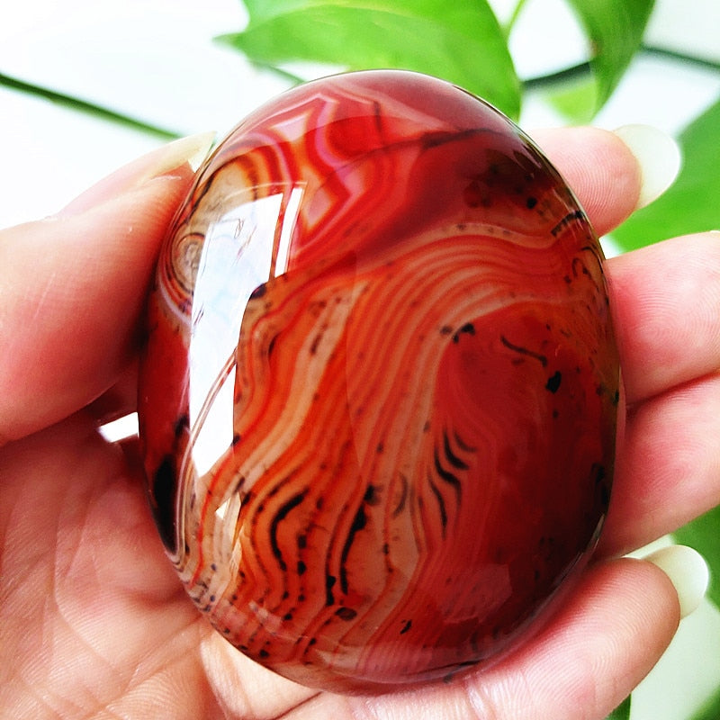 Natural Lace Stone Sardonyx Agate Palm Hand Play Witchcraft Supplies Meditation Spiritual Decor Home Decoration Healing Crystals - Bonnie Lassio