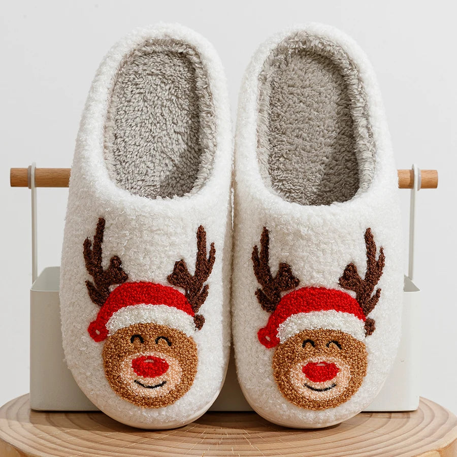 Winter Christmas Reindeer Slippers Cute Elk - Bonnie Lassio