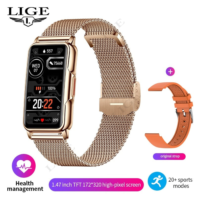 LIGE Womens Smart Fitness Tracker Sports Full Touch Screen Bluetooth Call IP67 Waterproof For Android - Bonnie Lassio