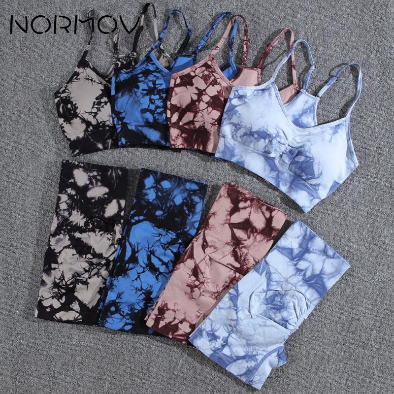 NORMOV Newest Tie Dye Yoga Sets Printing 1/2/3 PCS Gym Set For Women Seamless Leggings Bra Shorts Summer Fitness Outfits - Bonnie Lassio