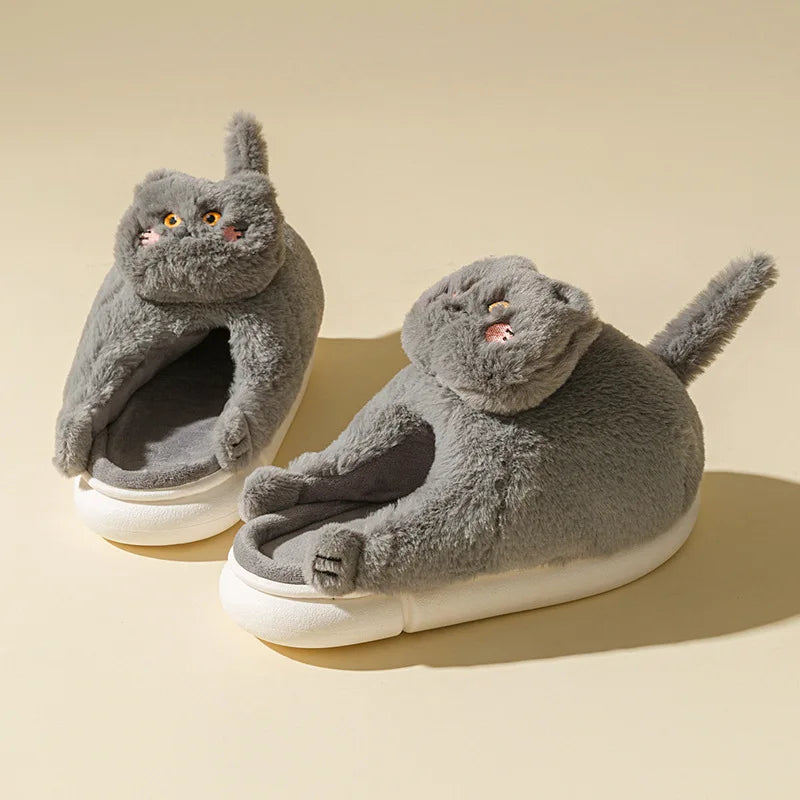 Unisex Plush Slippers Cute Cat Tiger and Non Slip - Bonnie Lassio