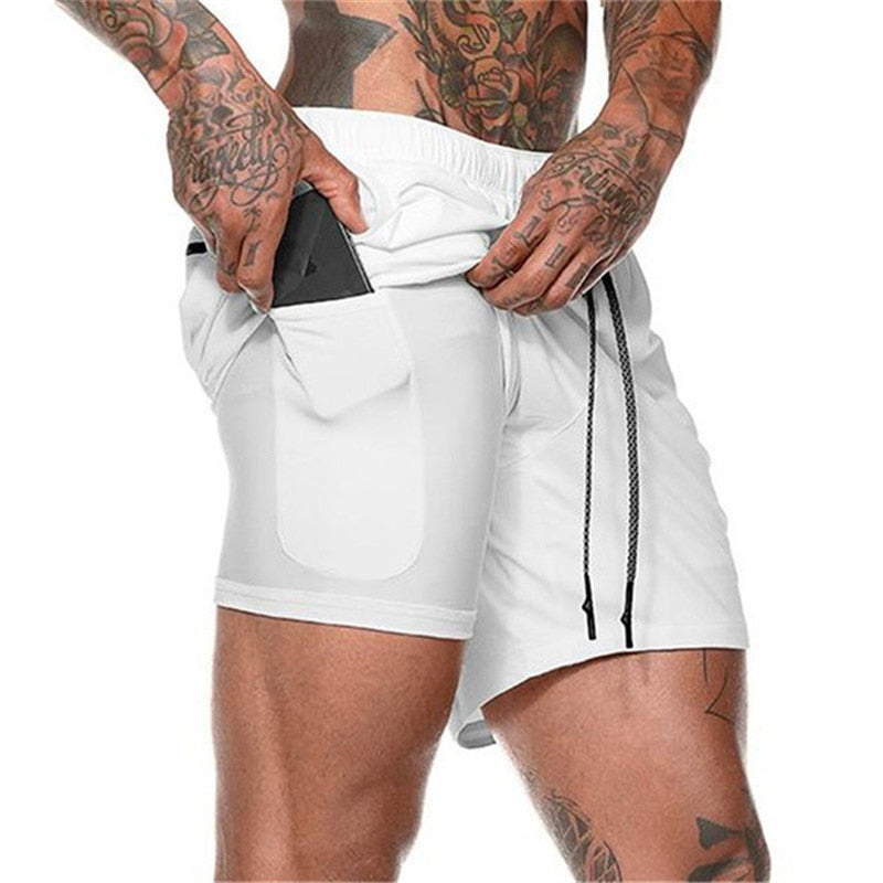 Joggers Shorts Men 2 in 1 sport shorts Gyms Fitness Bodybuilding Workout Quick Dry Beach Shorts Male Summer Running shorts men - Bonnie Lassio