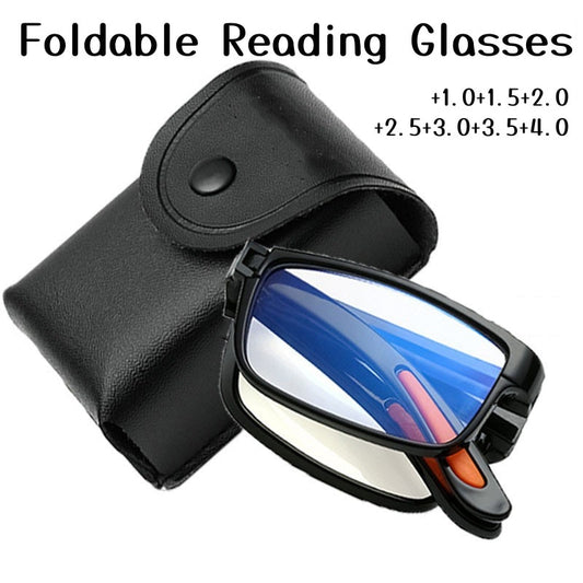 New Fashionable Folding Reading Glasses with Box TR Anti-blue Light Eyewear for Men Women Far Sight Glasses Diopter +1.0 To +4.0 - Bonnie Lassio