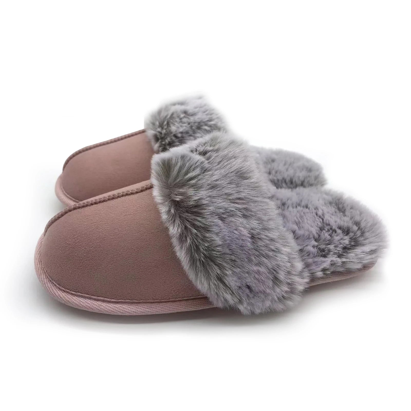 Winter Warm and Anti slip Women's Cotton Slippers with Fur Tops - Bonnie Lassio