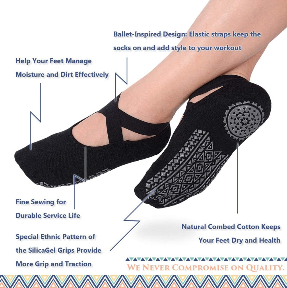 WomenS Non-Slip Cotton Sock Ideal for Pilates Ballet Dance - Bonnie Lassio