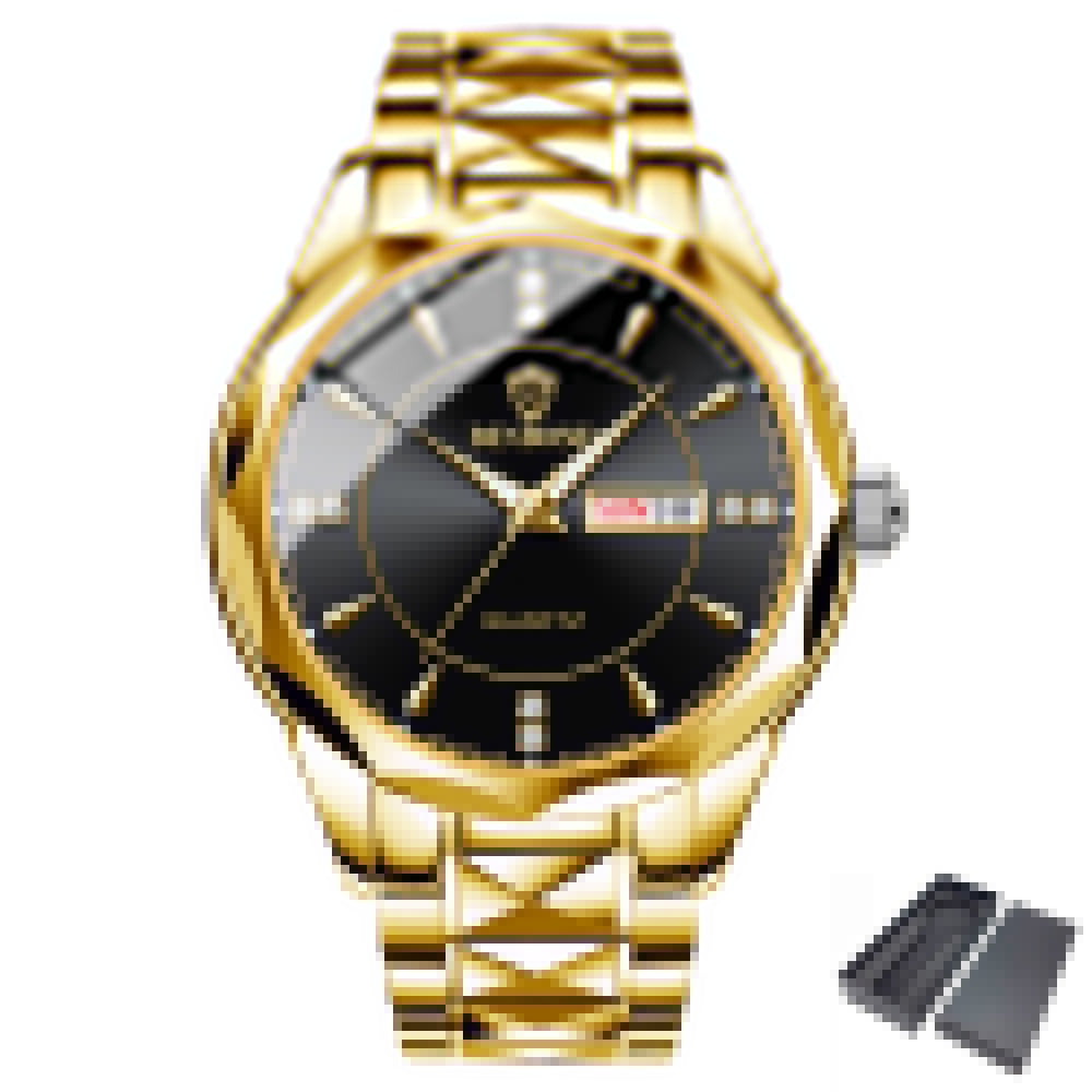 Men Gold Watch Luxury Quartz Mens Business Watches Fashon Day Date Male Clock Stainless Steel Waterproof Relogio Masculino 2023 - Bonnie Lassio