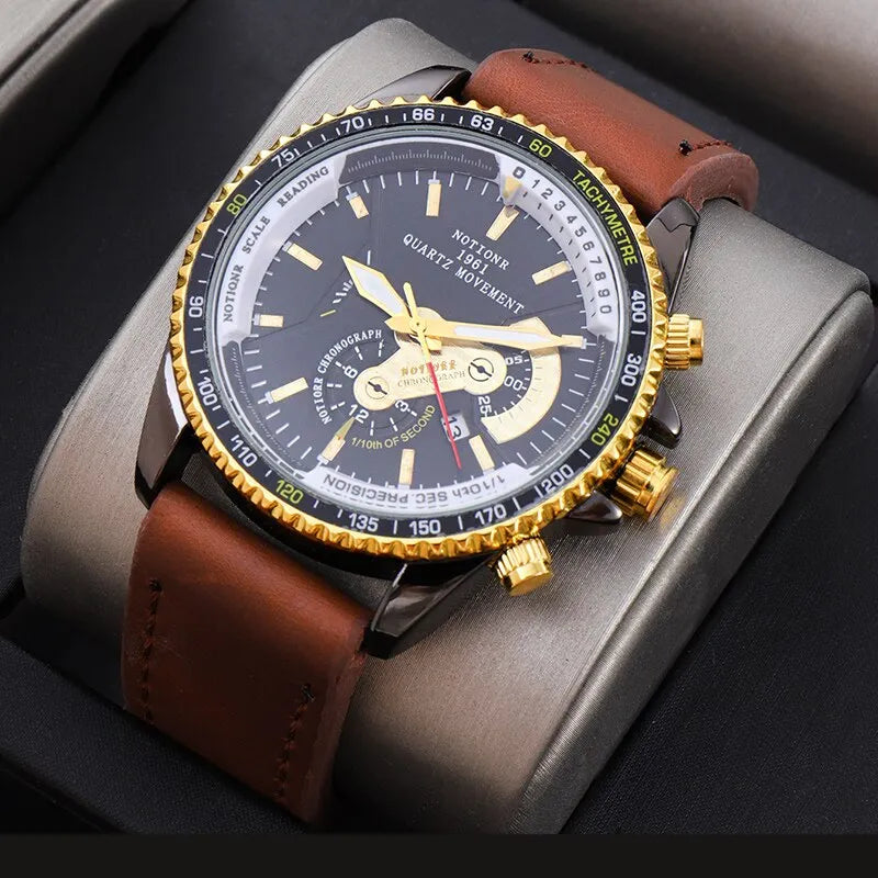 Fashion Mens Calendar Watches Male Business Casual Black Leather Quartz Watch Men Waterproof Wrist Watch - Bonnie Lassio