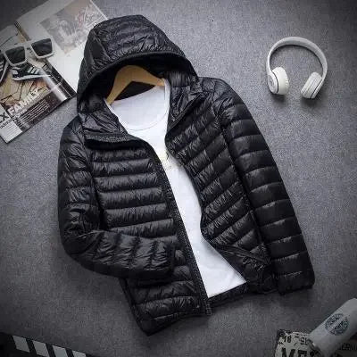 New Brand Autumn Winter Light Down Jacket Men's Fashion Hooded Short Ultra-thin Lightweight Youth Slim Coat Down Jackets 2022 - Bonnie Lassio