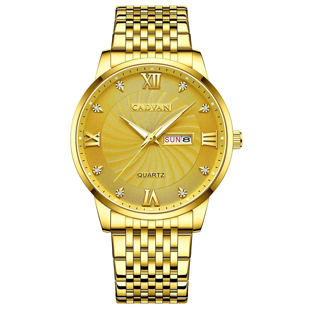 Golden Luxury Mens Watch Stainless Steel Date Clock Business Men Quartz Casual - Bonnie Lassio