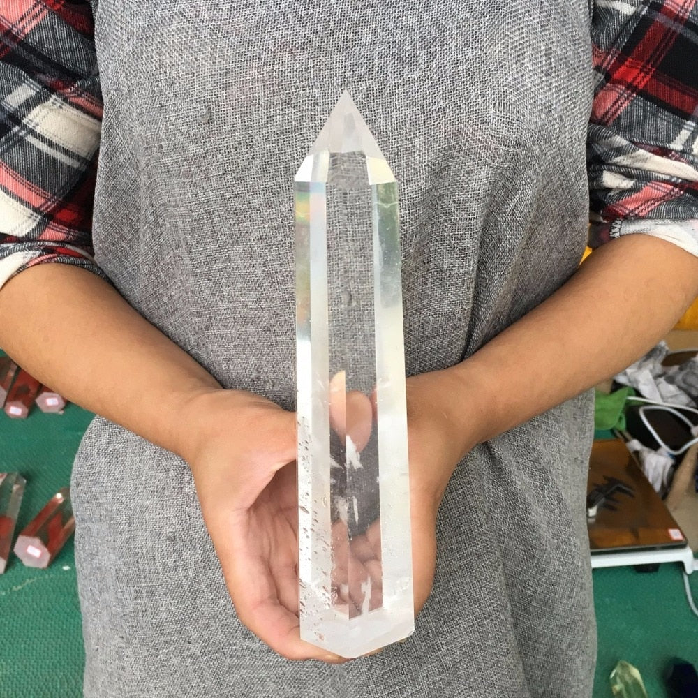 500-1600g Big size Clear Melting Stone Quartz Obelisk Crystal Wand Point Healing Fengshui for home decoration - Bonnie Lassio