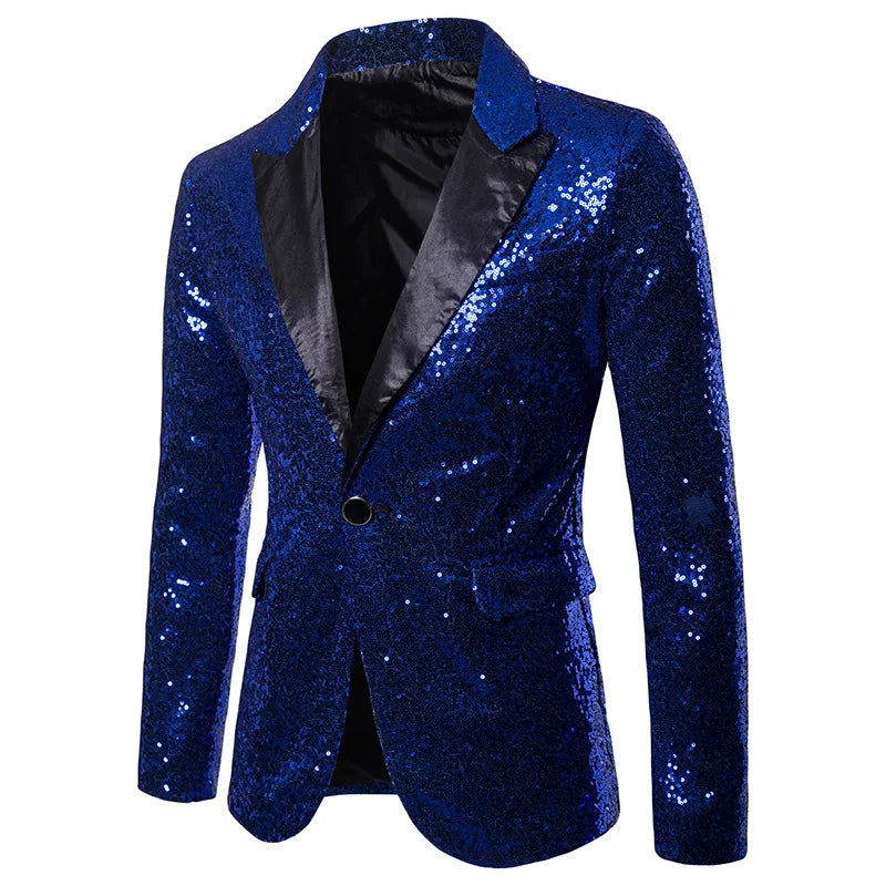 Jacket Fashion Men's Dance Party Sequin Suit Jacket Gold Silver Black Red - Bonnie Lassio