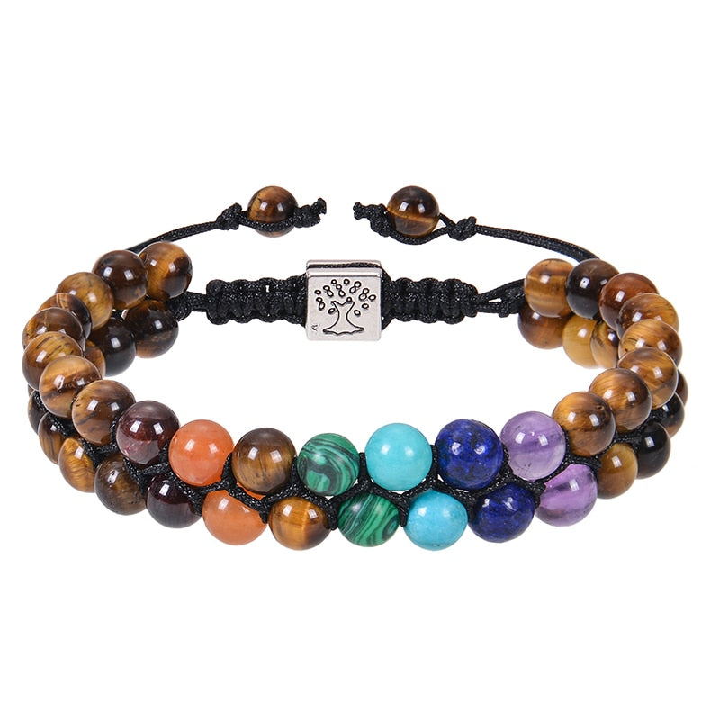 7 Chakra Stone Bead Yoga Meditation Bracelet Healing Crystal Double Layer Natural Gemstone Beaded Anxiety Bracelets for Women - Bonnie Lassio