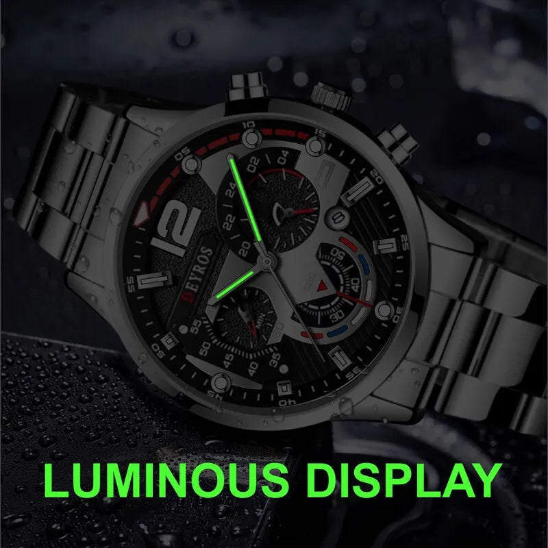 Fashion Mens Watches Luxury Stainless Steel Quartz Wristwatch Calendar Luminous Clock Men Business Casual Watch Reloj Hombre - Bonnie Lassio