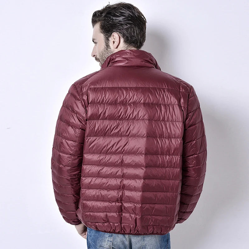 Autumn Ultralight Thin Down Coat Male Goose Feather Large Size Casual Short Jacket Men Standing Collar Down Jacket Wholesale - Bonnie Lassio