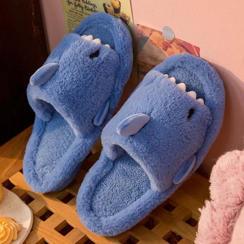 Autumn And Winter Cartoon Shark Wool Slippers For Women - Bonnie Lassio