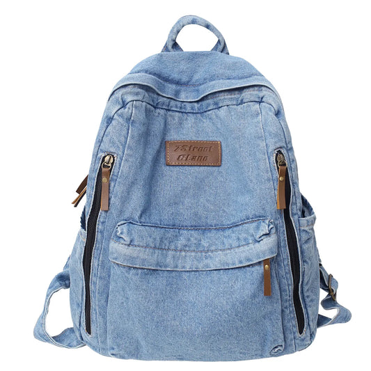 Multi Pocket Fashion Denim Women Backpack Male Female Laptop College Backpack Trendy Cool Girl Kawaii Travel Student School Bag - Bonnie Lassio