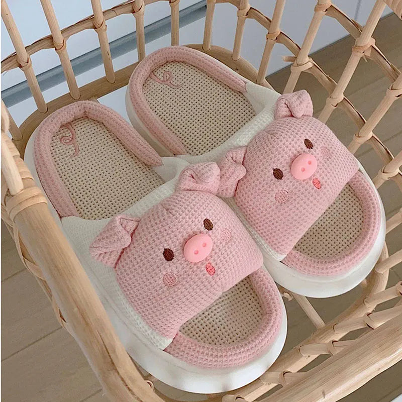 Cute Animal Pig Slippers for Women All Season Breathable Open Toe - Bonnie Lassio