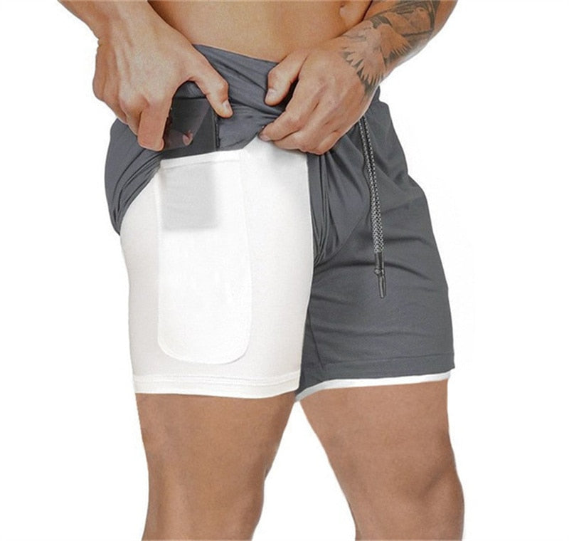 Joggers Shorts Men 2 in 1 sport shorts Gyms Fitness Bodybuilding Workout Quick Dry Beach Shorts Male Summer Running shorts men - Bonnie Lassio