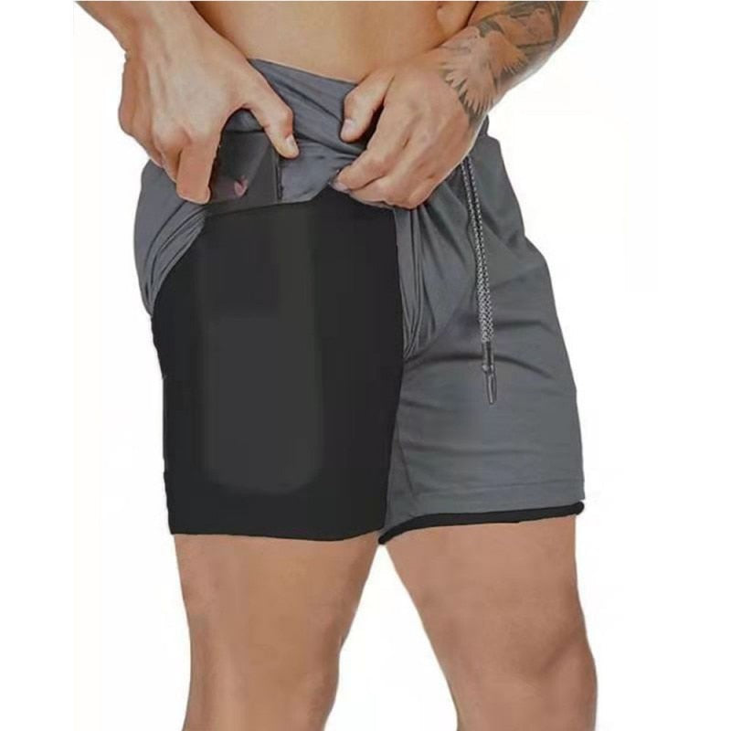 Joggers Shorts Men 2 in 1 sport shorts Gyms Fitness Bodybuilding Workout Quick Dry Beach Shorts Male Summer Running shorts men - Bonnie Lassio