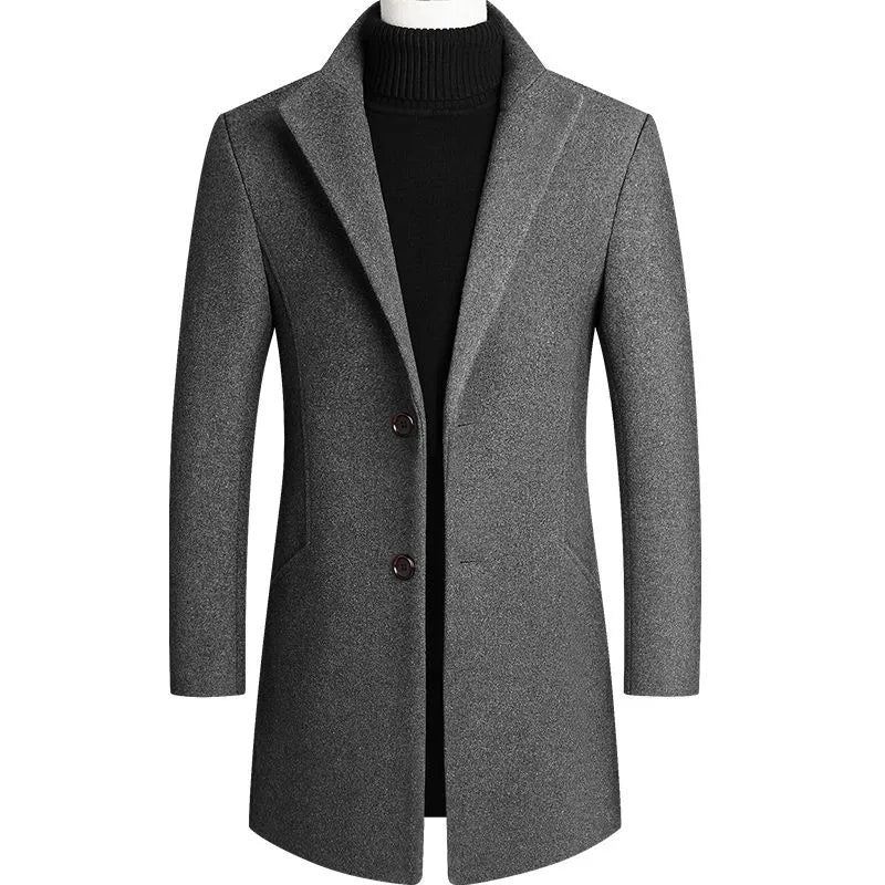 Mens Slim Fit Long Sleeved Winter Coat Single Breasted - Bonnie Lassio