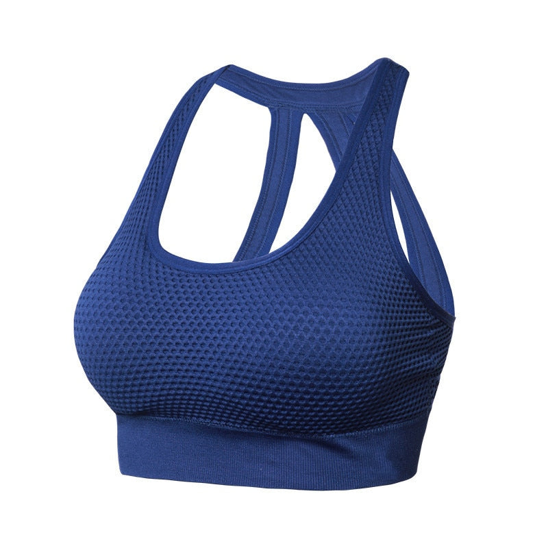 Workout Gym Bras Mesh Padded Sports Bra Hollow Out Top Women Seamless Breathable Backless Push Up Fitness Yoga Bras Crop Top - Bonnie Lassio