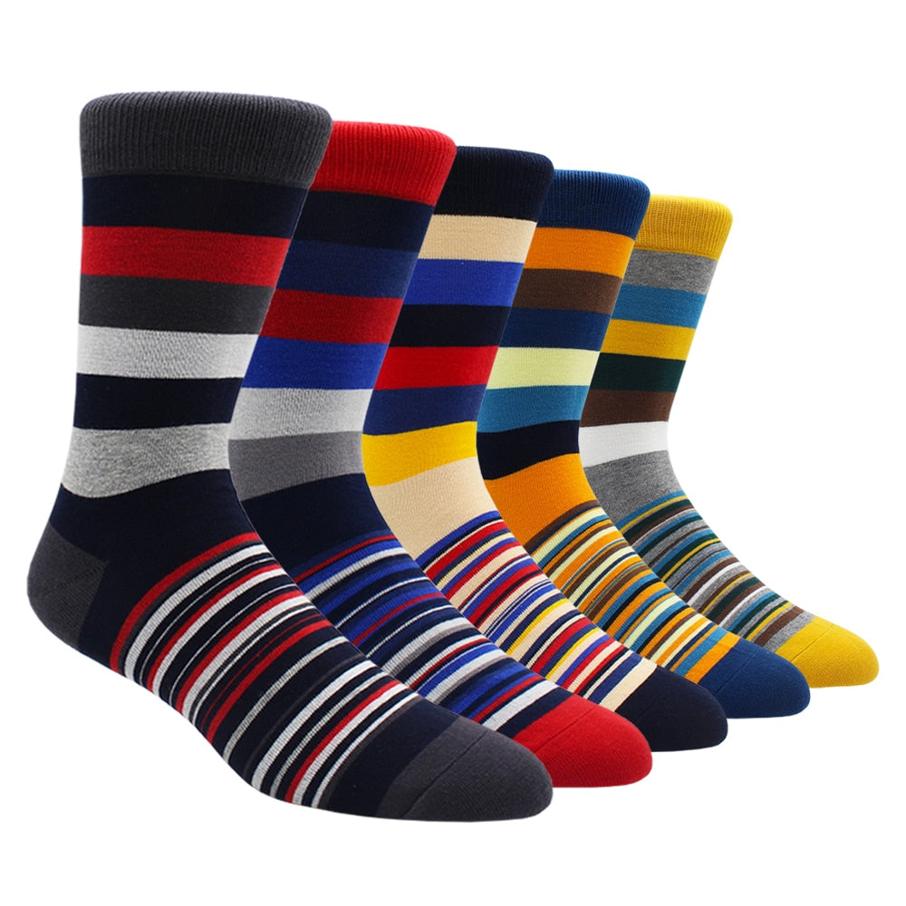 Mens Rainbow Socks Striped Mixed Colours 5 Pairs - Bonnie Lassio