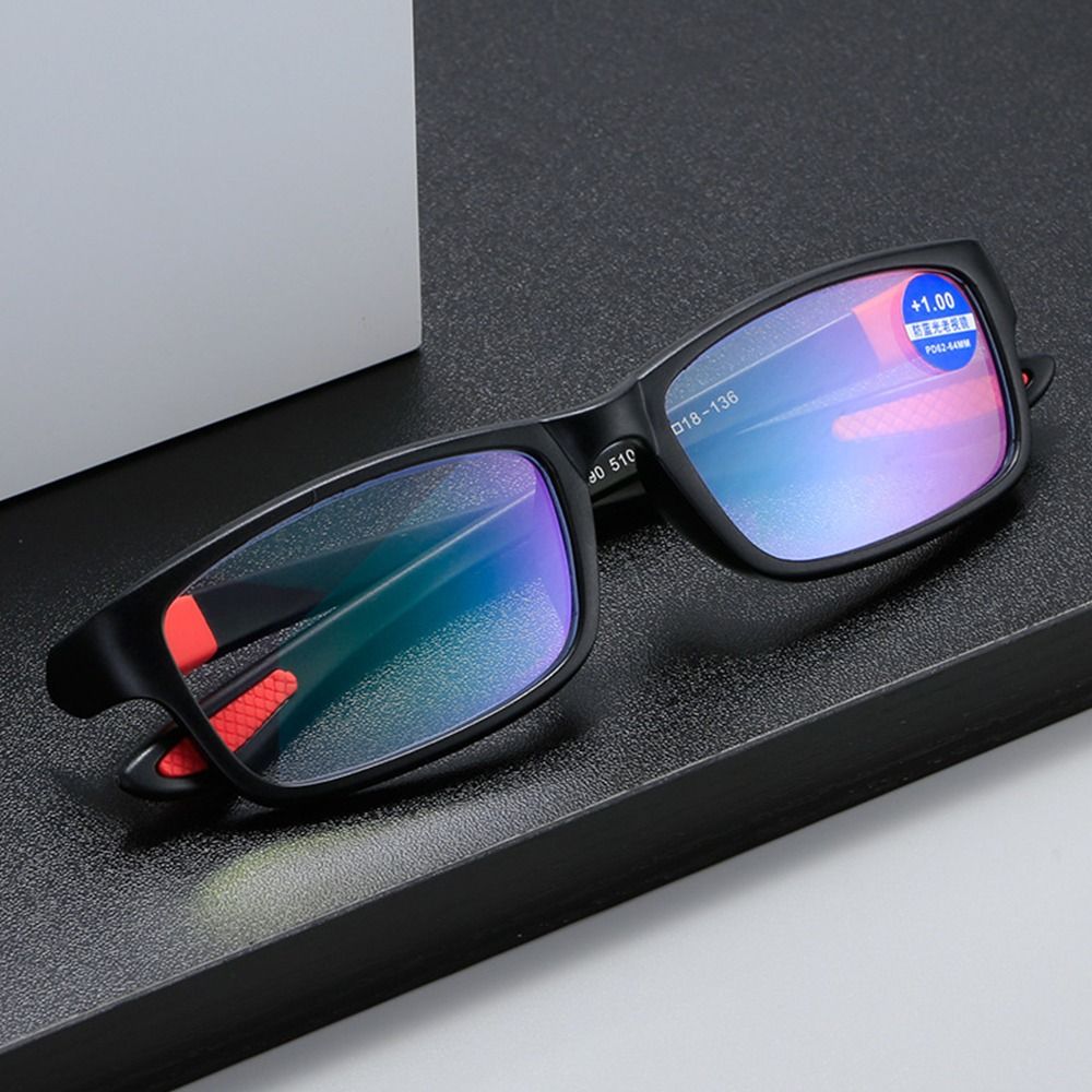 Reading Glasses Men Women Sports Anti-blue Light Reading Eyewear Black Red TR90 Frame Presbyopia Eyeglasses +100 to+400 glasses - Bonnie Lassio