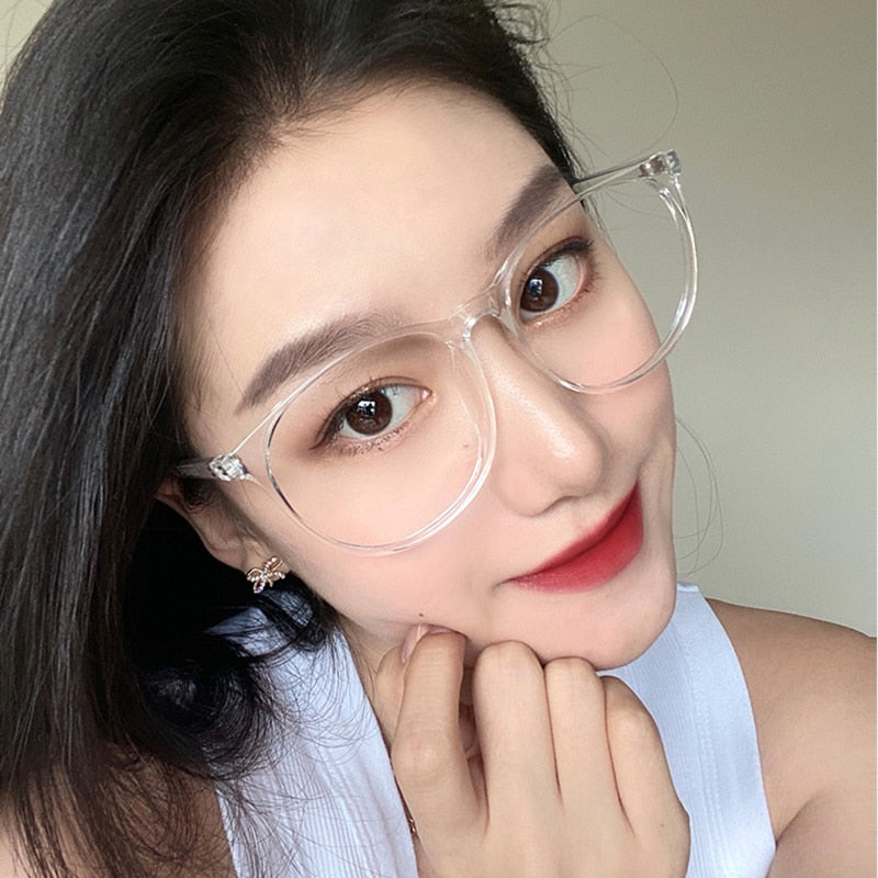 Anti Blue light Myopia Glasses Women Computer Men Eyeglass Vintage Optical Plain Frame Spectacles Transparent Blocking Glasses - Bonnie Lassio