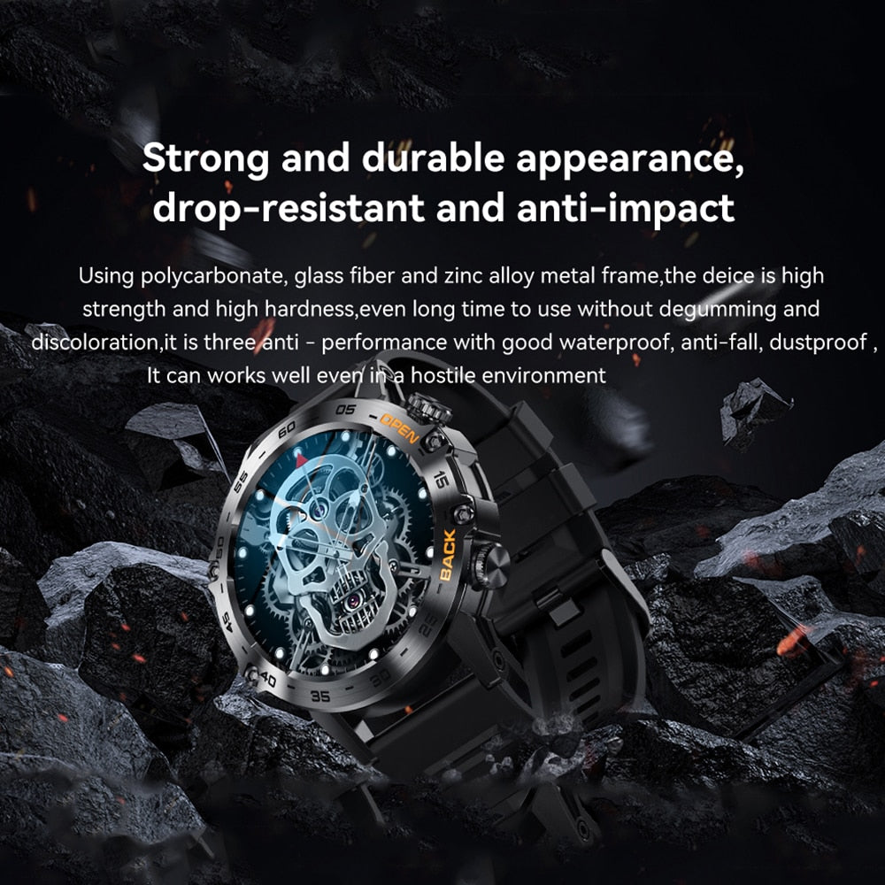 Mens Outdoor Smart Watch For Sport Fitness Tracker Watch 400mAh Big Battery BT Answer Make Call Waterproof - Bonnie Lassio