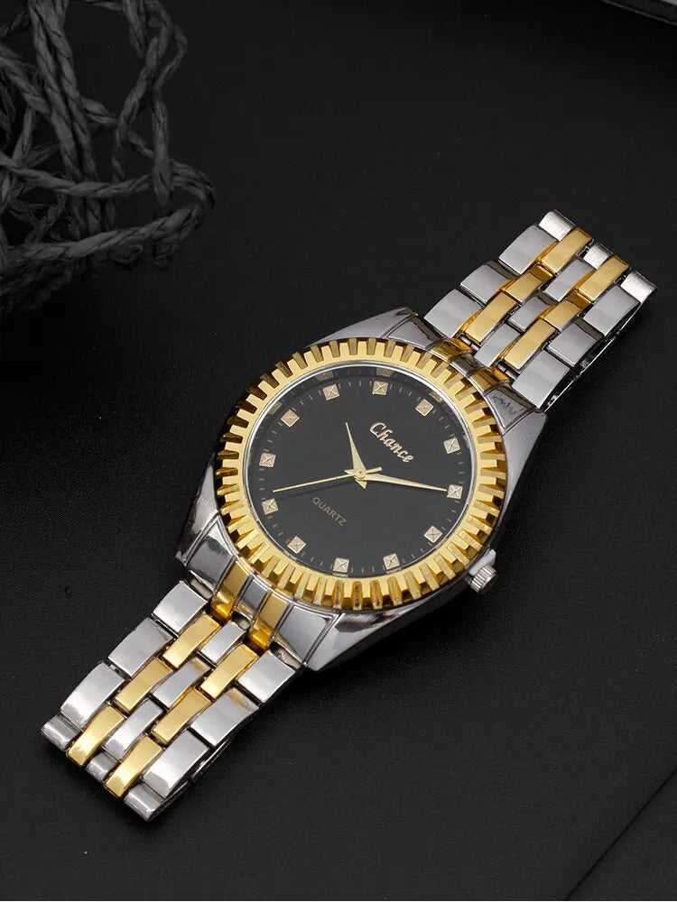 Fashion Business Men's Room Gold Steel Band Quartz Watch - Bonnie Lassio