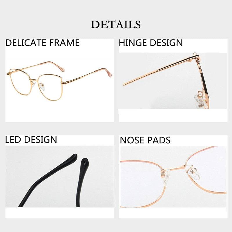 New Women Glasses Cat Eye Anti Blue Light Radiation Protection Eyeglasses Female Small Frame Eyewear Metal Girls Reading Glasses - Bonnie Lassio