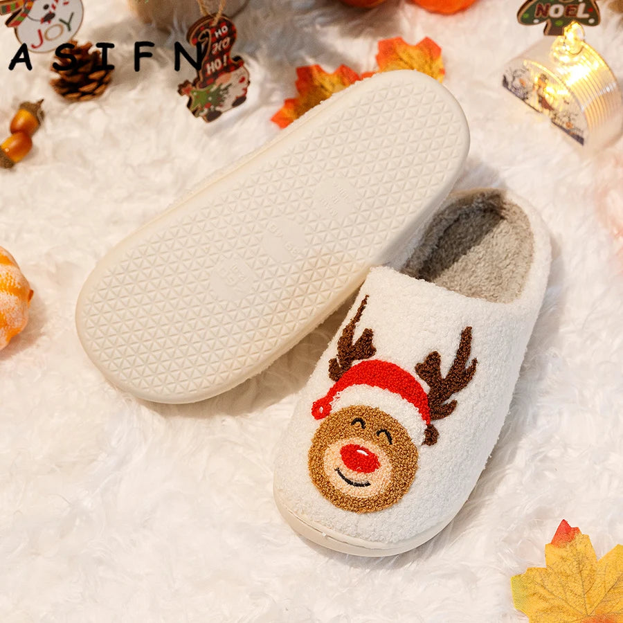 Winter Christmas Reindeer Slippers Cute Elk - Bonnie Lassio